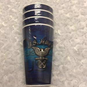 Set of 4 US Navy 22 oz Plastic Stackable Tumblers